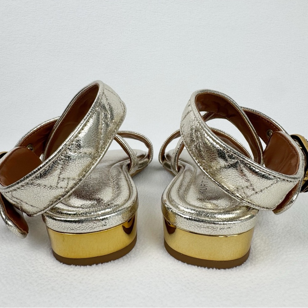 Kurt Geiger Metallic Silver Quilted Strap Sandals - Picture 6 of 10